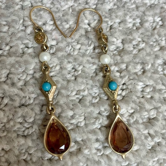 Lauren Ralph Lauren 90's Y2K Matte Gold Dangle Charm Necklace Earring Set Work - Picture 7 of 10